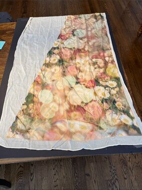 Ted Baker London Floral Watercolor Scarf in Cream, Pink, Green and Yellow